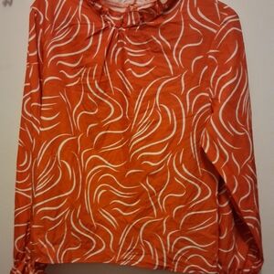 Orange and White Patterned Women's Top